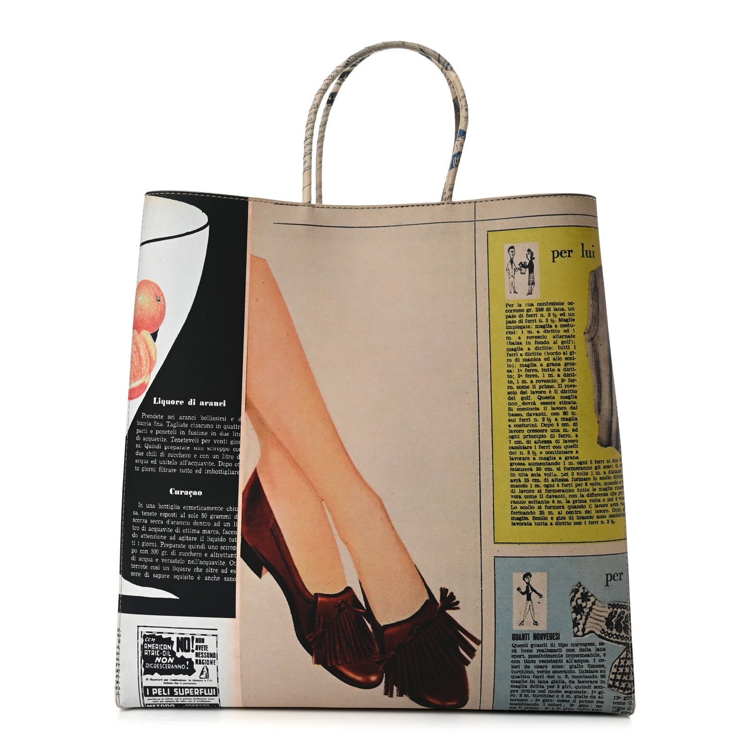 Bottega Veneta Printed Calfskin Medium Newspaper Tote Bag