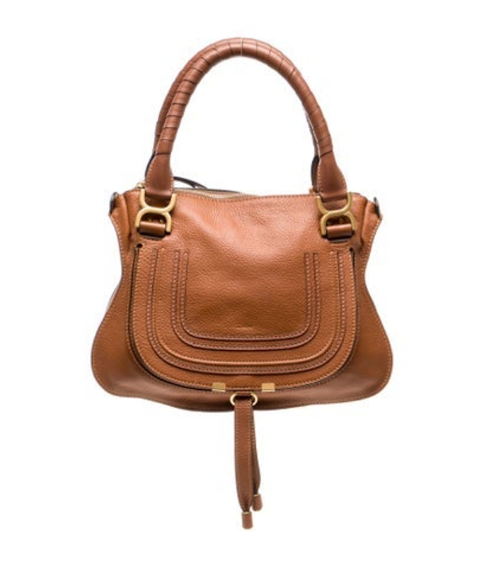 Chloe Leather Chloe Calfskin Marcie Satchel Tan Medium