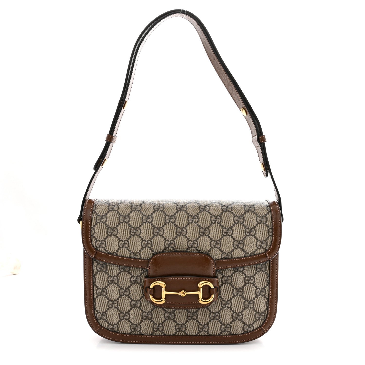 Gucci GG Supreme Monogram Horsebit 1955 Shoulder Bag Beige Brown Sugar