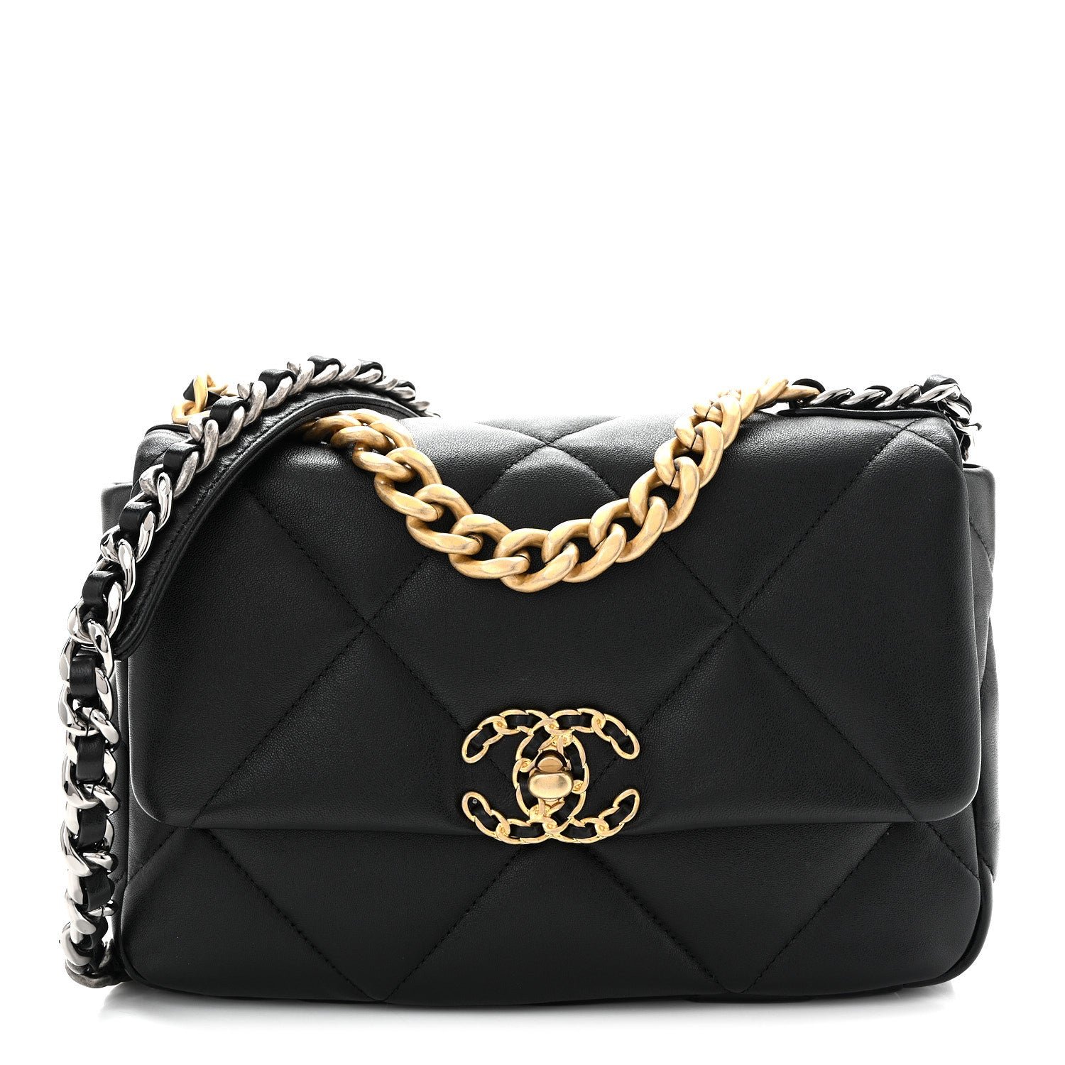 Chanel Lambskin Quilted Medium Chanel 19 Flap Black