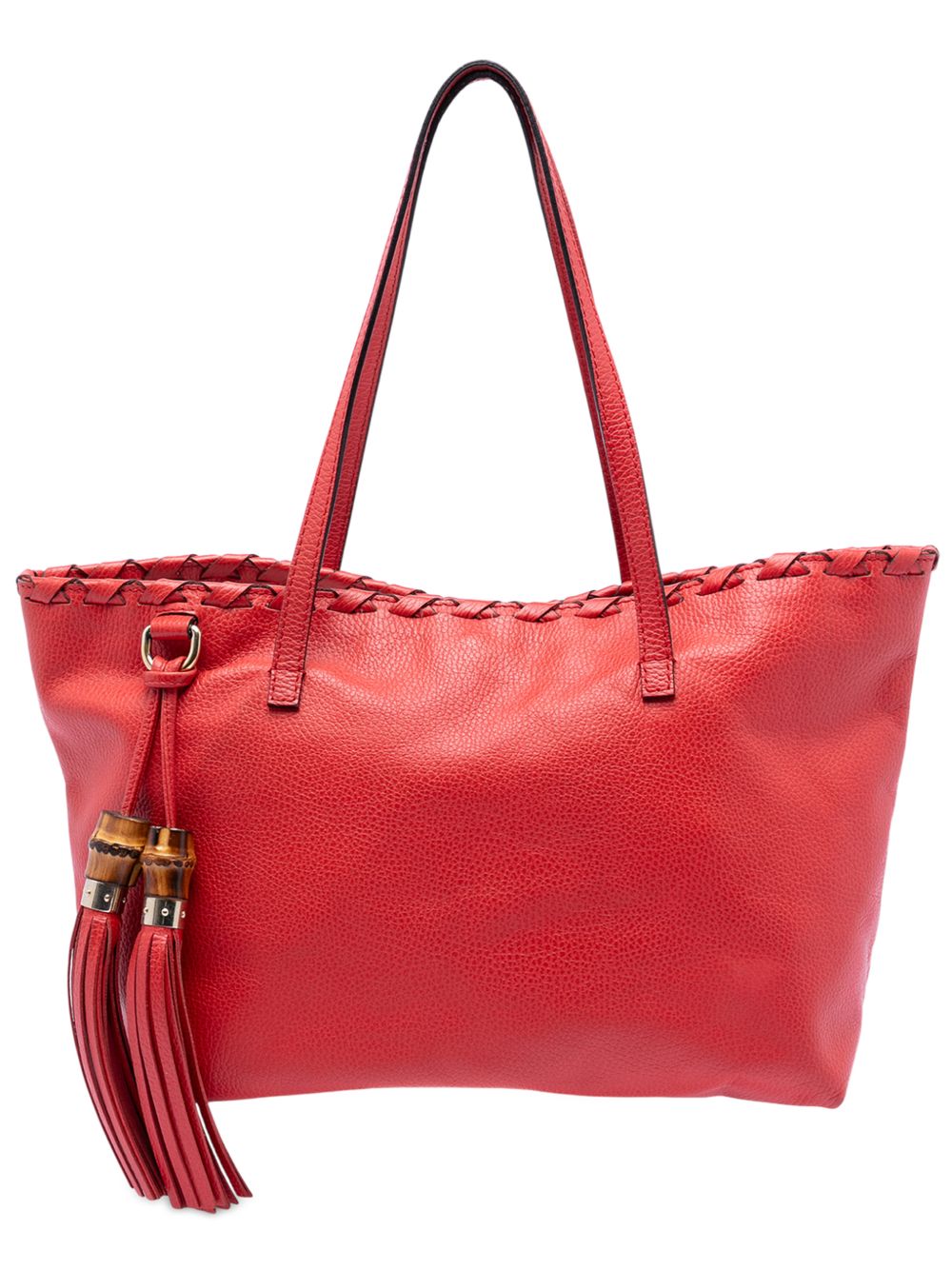 2016-2026 Leather Bamboo Tassel tote bag