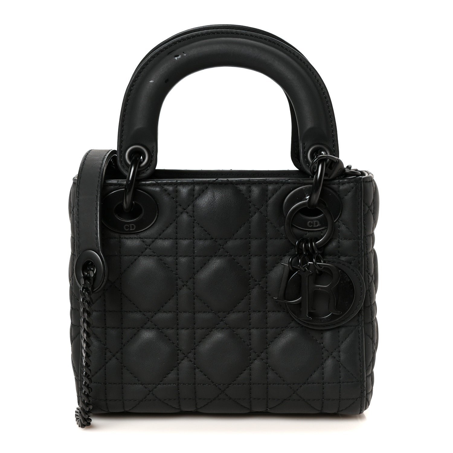 Christian Dior Ultra Matte Calfskin Cannage Mini Lady Dior Black