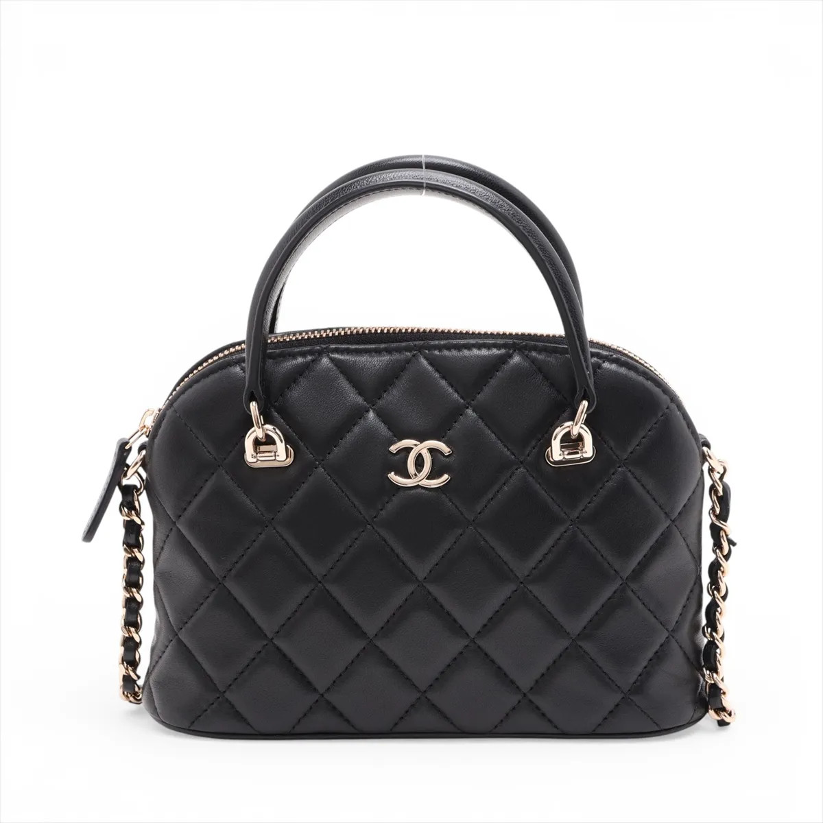 Chanel Matelasse Lambskin 2 Way Shoulder Bag Black Gold Metal Fittings random se