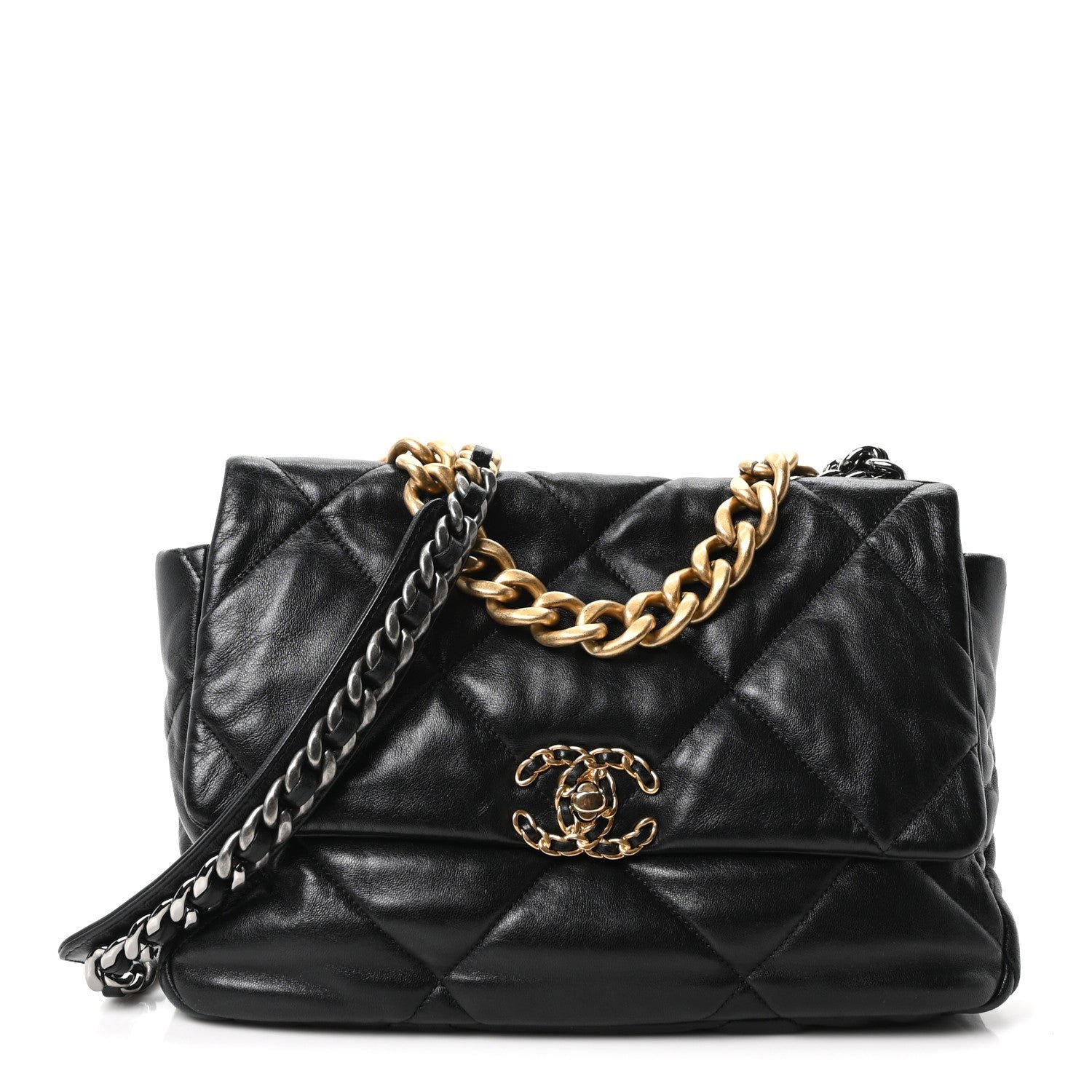 Chanel Lambskin Quilted Large Chanel 19 Flap Black