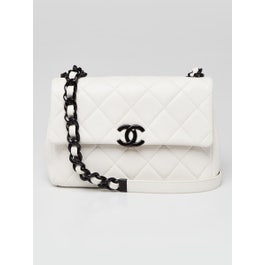 Chanel White Quilted Caviar Leather My Everything Medium Flap Bag