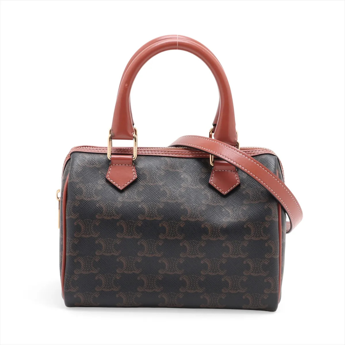 Celine Cuir Triomphe Small Boston PVC & leather 2 Way Handbag Brown