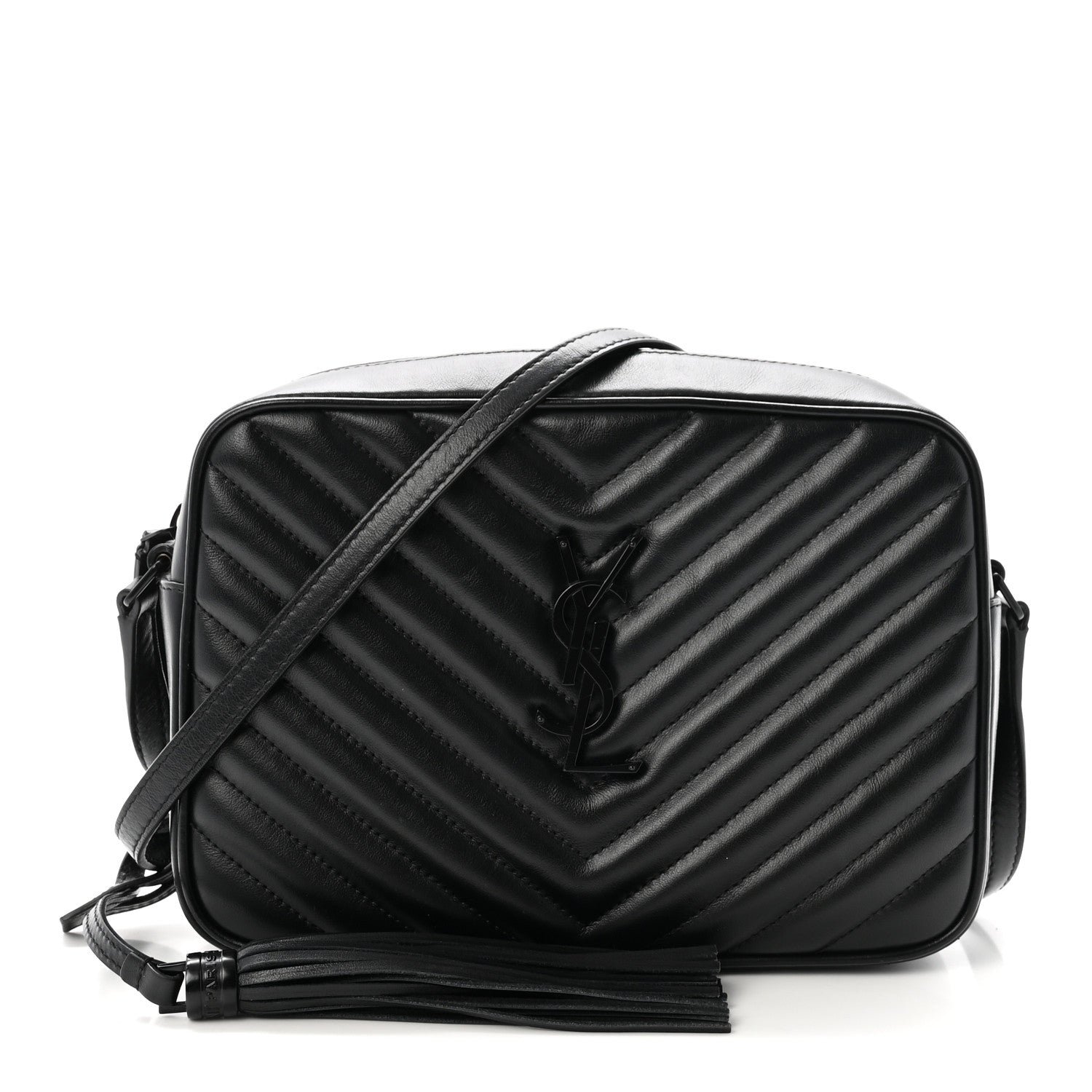Saint Laurent Calfskin Matelasse Monogram Monochrome Lou Camera Bag Black
