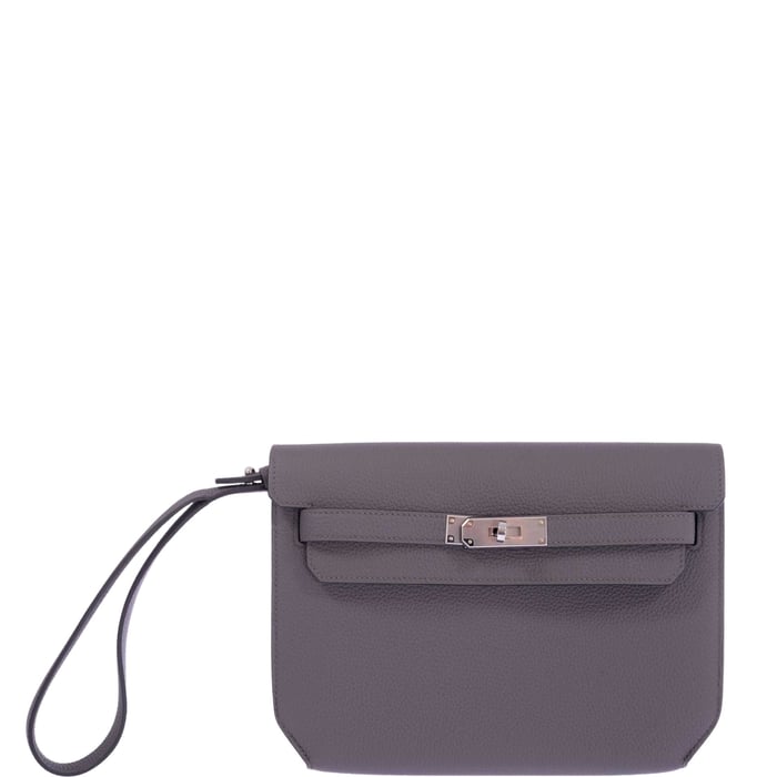 Hermes Hermès Kelly Depeches 25 Etain Togo Palladium Hardware