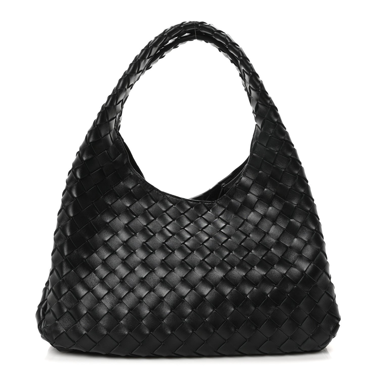 Bottega Veneta Nappa Intrecciato Medium Campana Shoulder Bag Black