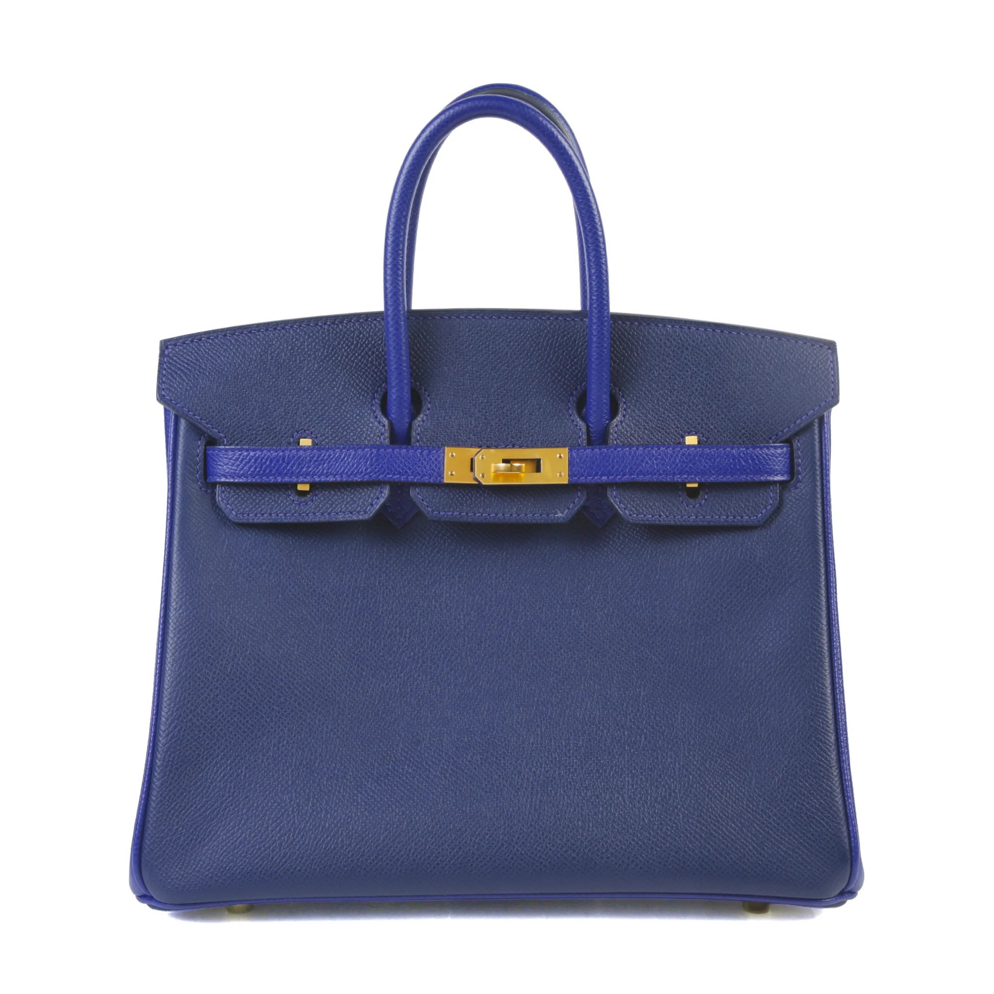 Hermes Special Order Birkin 25 HSS Bleu Saphir (73) Bleu Electrique (7T) Epsom Brushed Gold hardware X (2016)