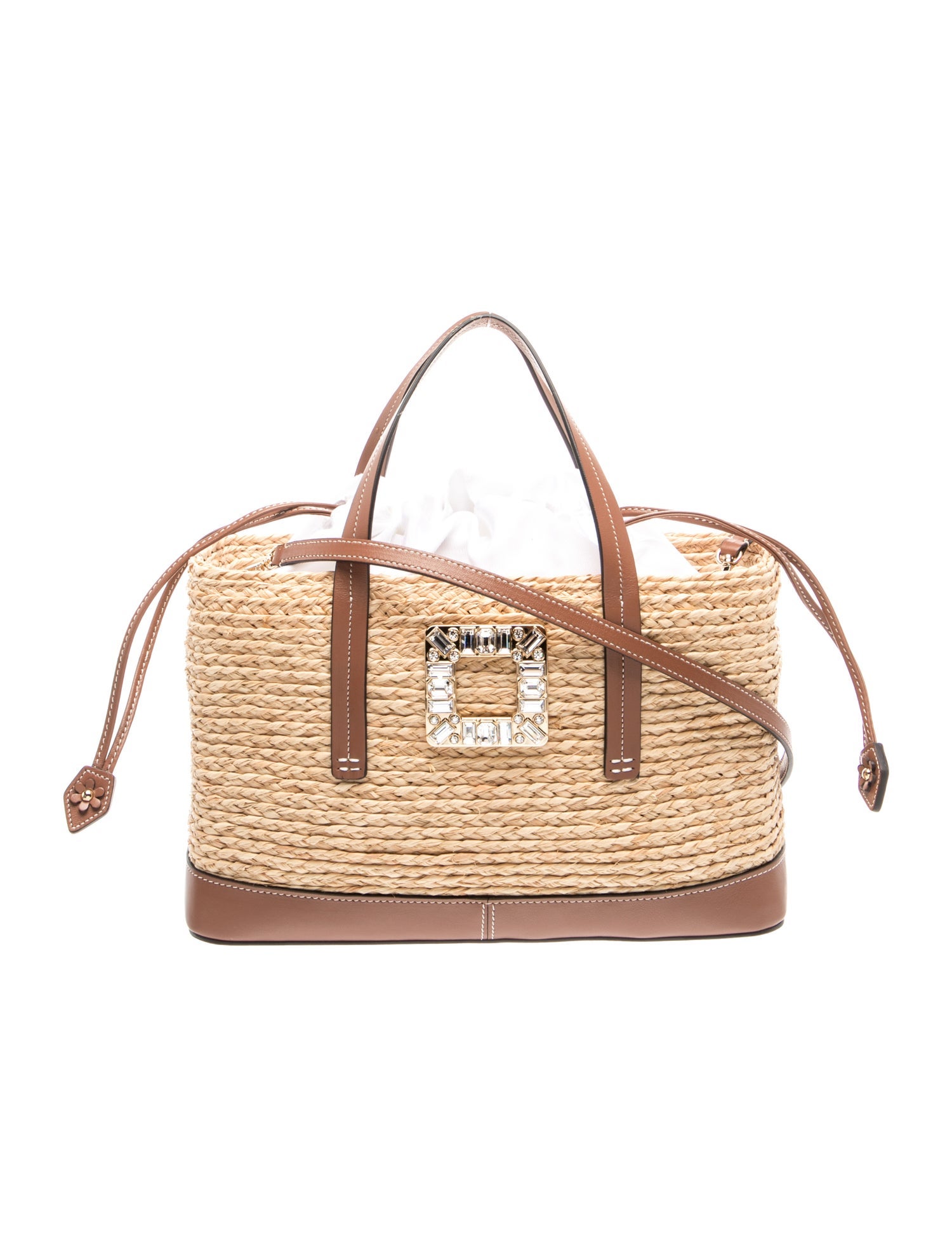 Roger Vivier Raffia Viv' Skate Shopping Bag Small