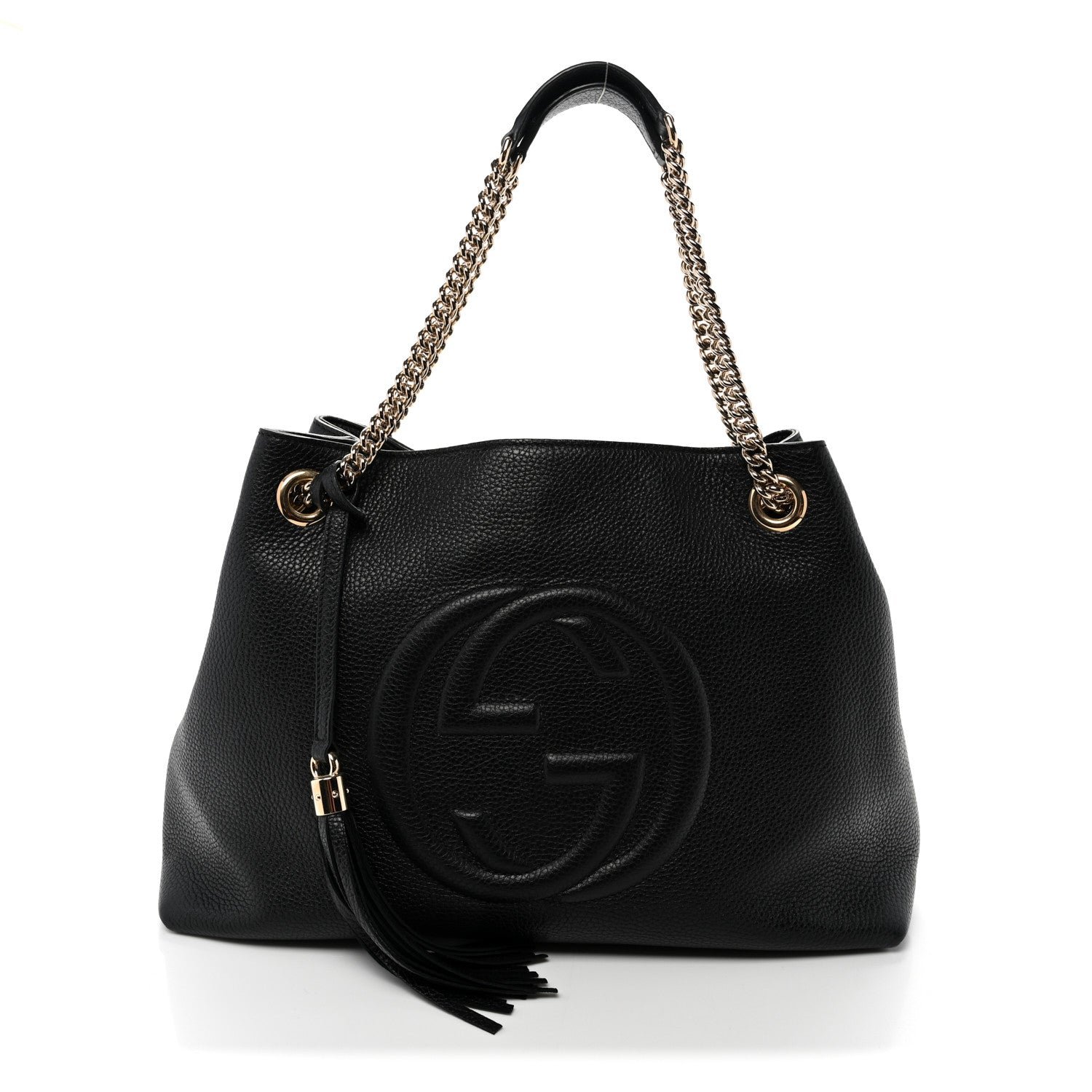 Gucci Pebbled Calfskin Medium Soho Chain Shoulder Bag Black