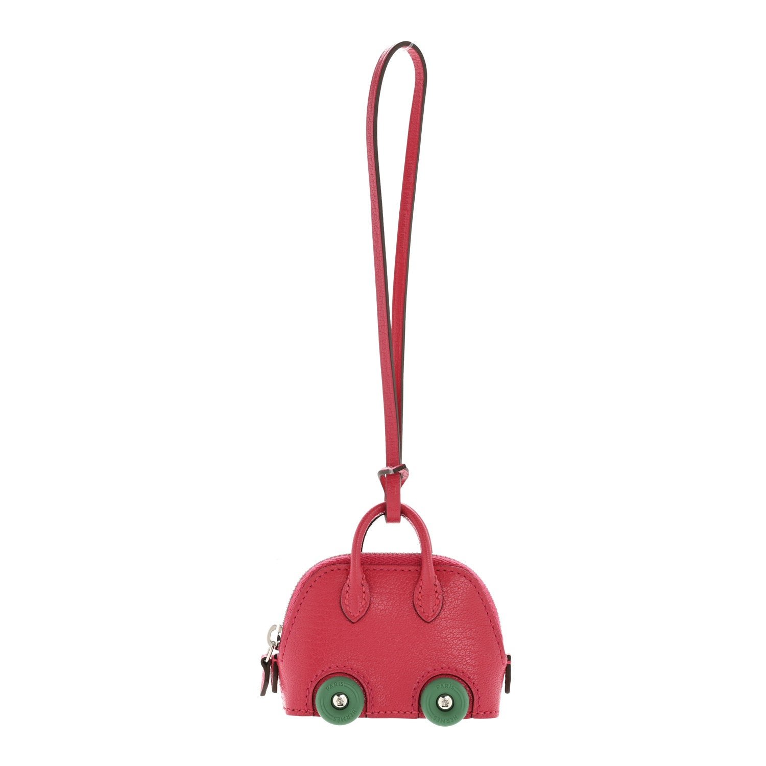 Hermes Chevre Chamkila Bolide On Wheels Bag Charm Rose Extreme Vert Vertigo