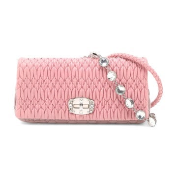 Leather Matelassé Crystal 2-Way Shoulder Bag