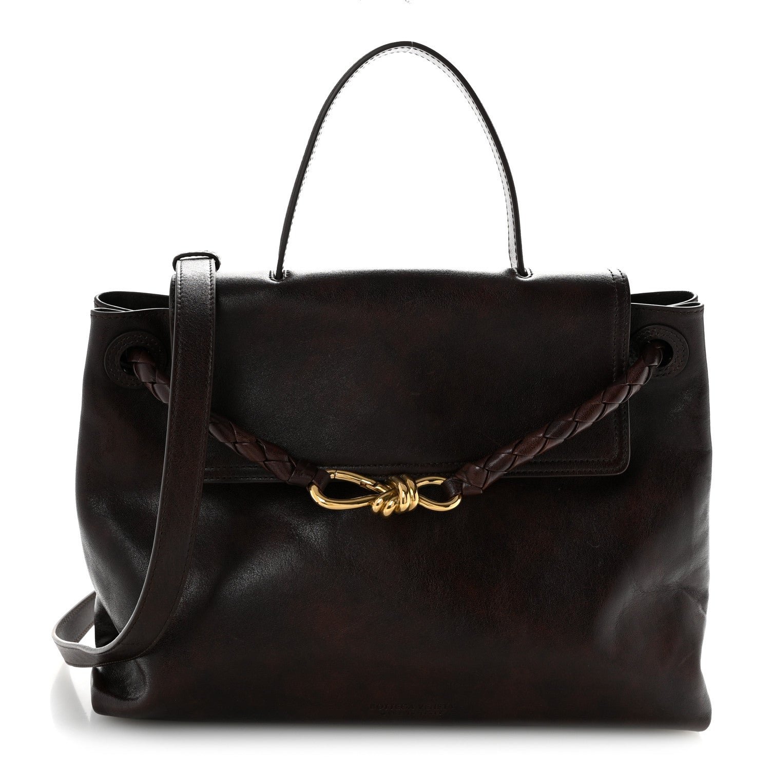 Bottega Veneta Silky Calfskin Medium Ciao Ciao Dark Mahogany