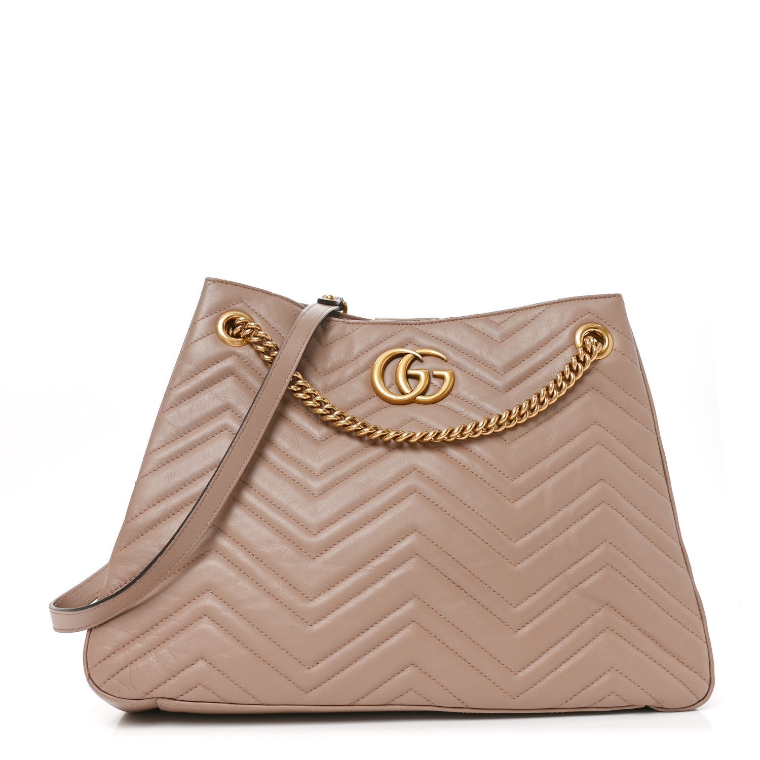 Gucci Calfskin Matelasse Medium GG Marmont Shoulder Tote Bag  Porcelain Rose