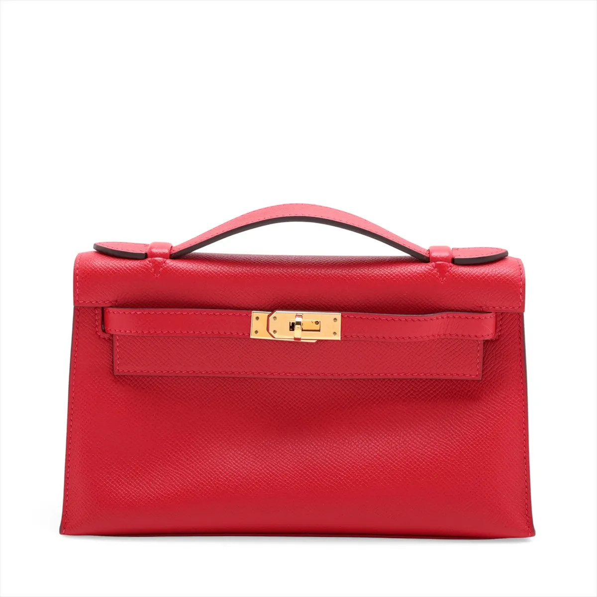 Hermès Pochette Kelly Mini Veau Epsom Rouge casaque Gold Metal Fittings
