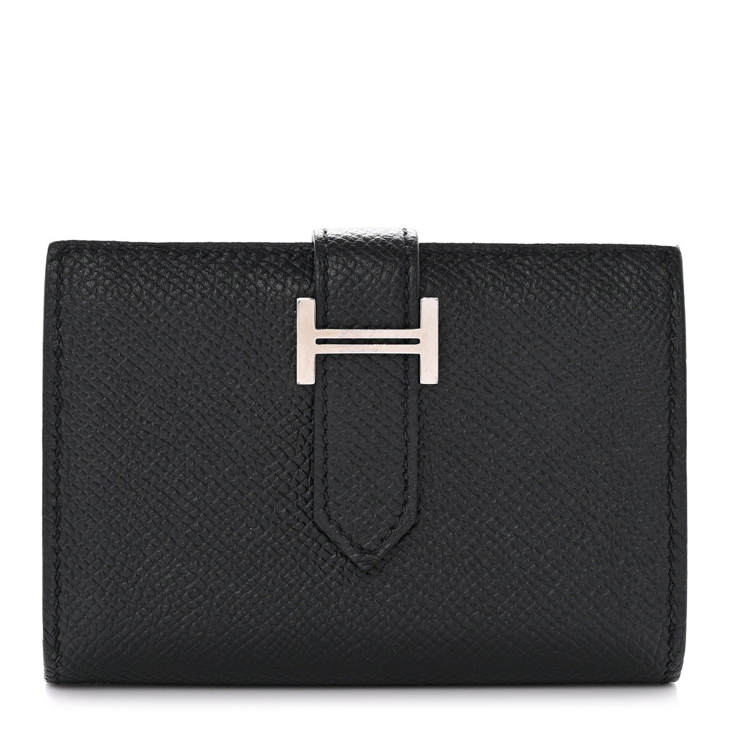 Hermes Epsom Bearn Card Holder Wallet Black