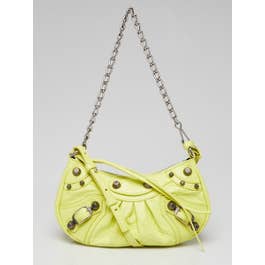 Balenciaga Balenciaga Neon Yellow Lambskin Leather Le Cagole Mini Crossbody Bag