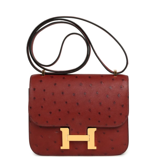 Hermes Pre-owned Hermes Constance 18 Rouge H Ostrich Gold Hardware