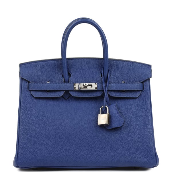 Hermes Pre-owned Hermes Birkin 25 Bleu Electric Togo Palladium Hardware