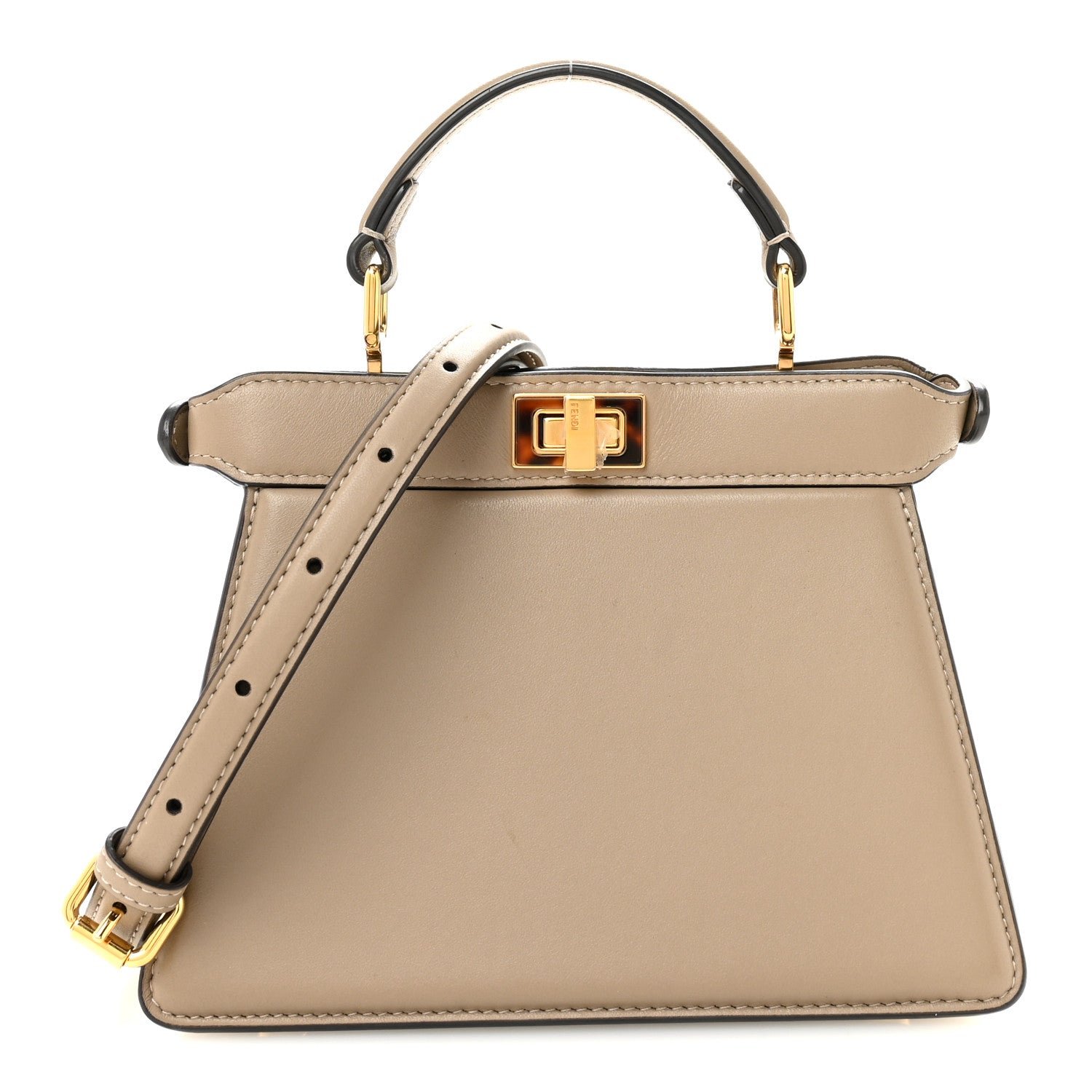 Fendi Shiny Nappa Petite Peekaboo I SEE U Satchel Tortora
