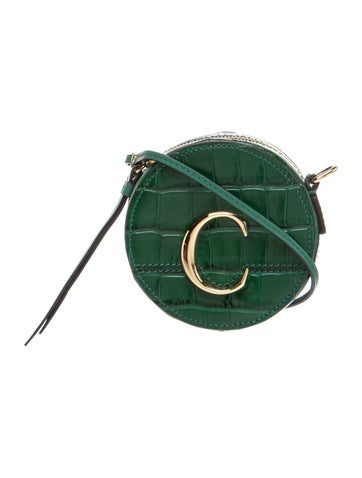 Embossed Leather Chloe C Round Bag Mini