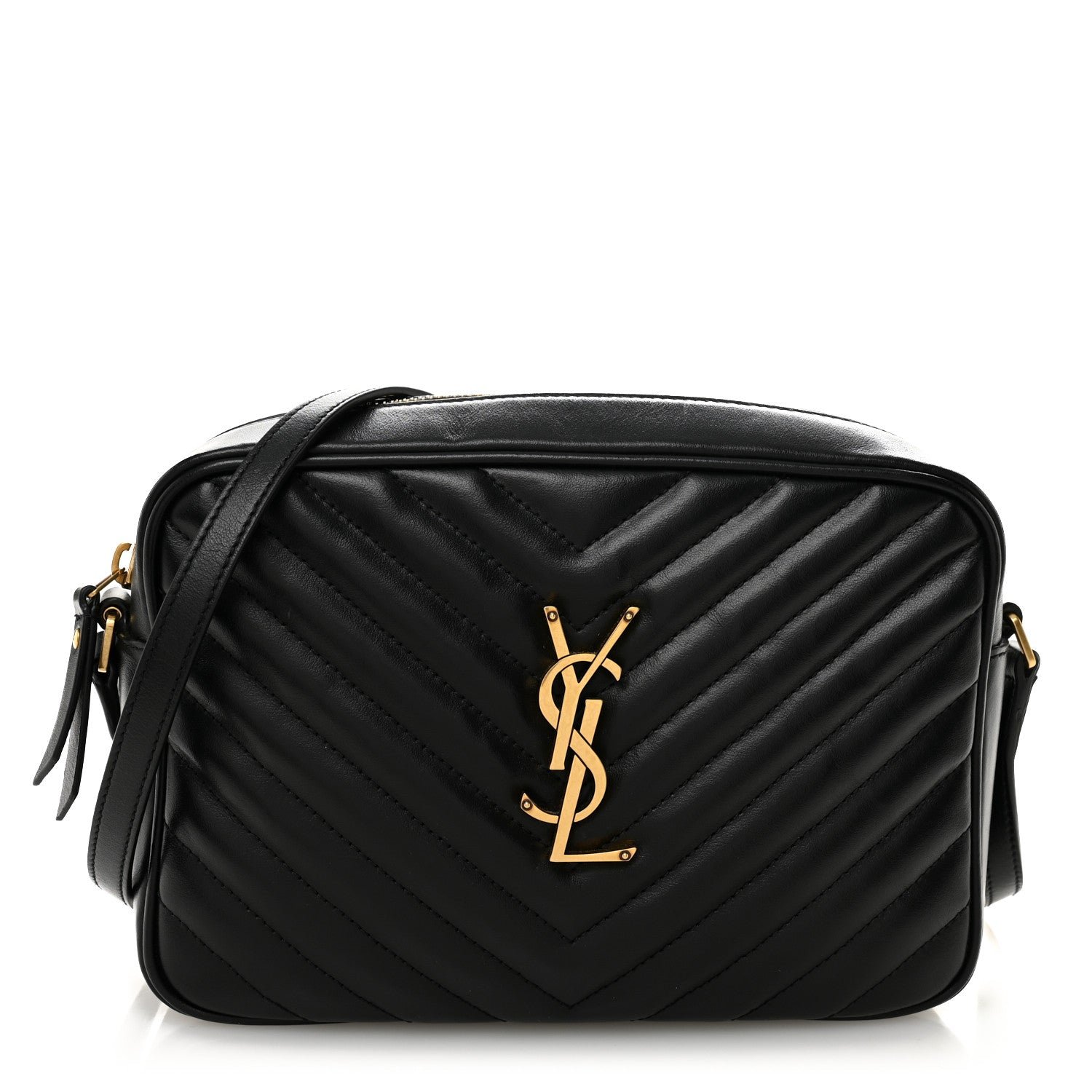 Saint Laurent Calfskin Matelasse Monogram Lou Camera Bag Black