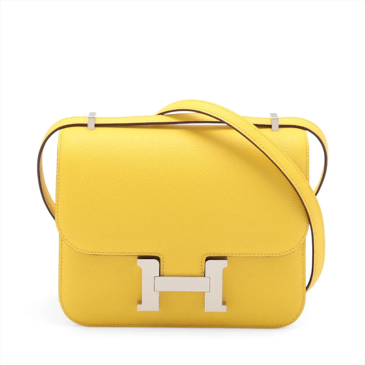 Hermès Constance 3 Mini 18 Miroir Veau Epsom Jaune Napoule Silver Metal Fittings