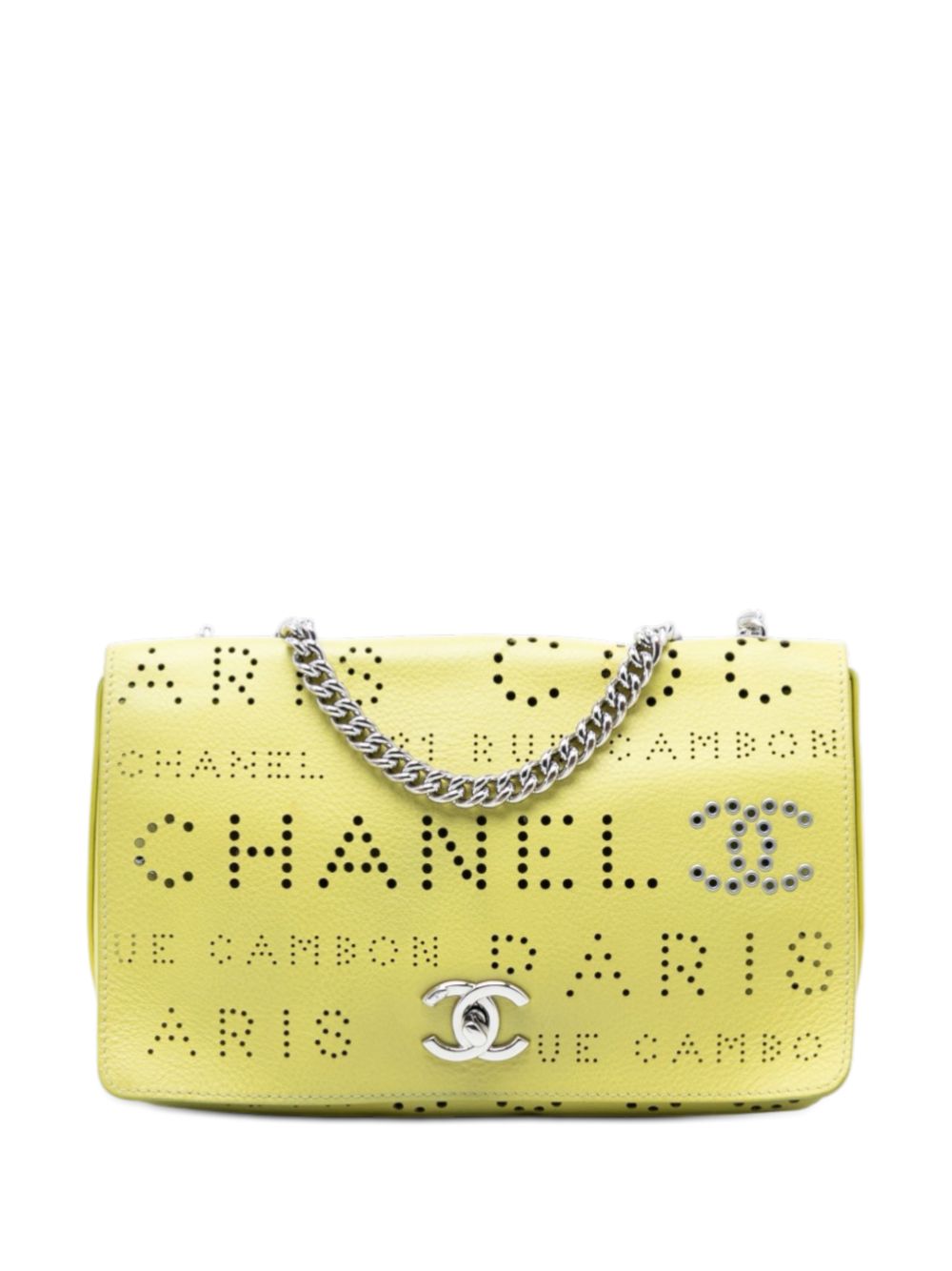 2019 Perforated Calfskin Logo Eyelet Flap crossbody bag