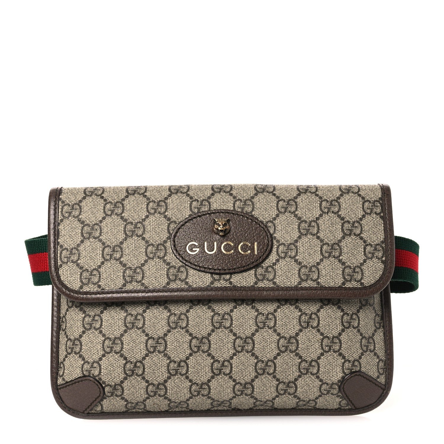 Gucci GG Supreme Monogram Neo Vintage Web Belt Bag Brown