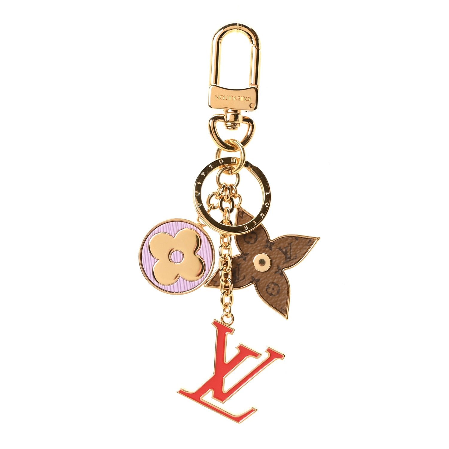 Louis Vuitton Metal Reverse Monogram Epi Spring Street Bag Charm Key Holder Gold