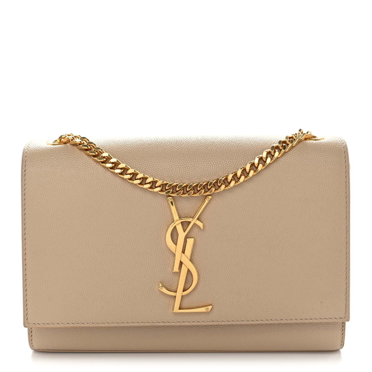 Saint Laurent Grain De Poudre Small Monogram Kate Satchel Nude Powder