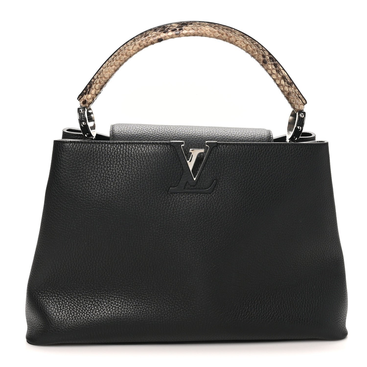 Louis Vuitton Taurillon Snakeskin Capucines MM Black