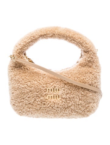 Miu Miu Shearling Wander Shearling Mini Top Handle Bag