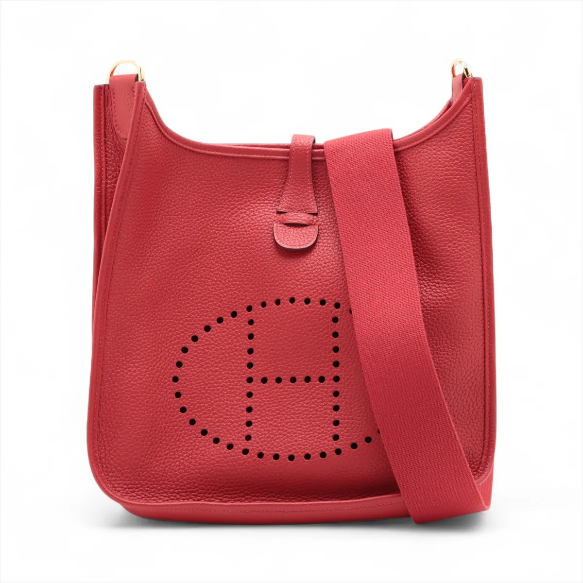 Hermès evelyn 3 29 PM Taurillon Clemence Rouge casaque Gold Metal Fittings