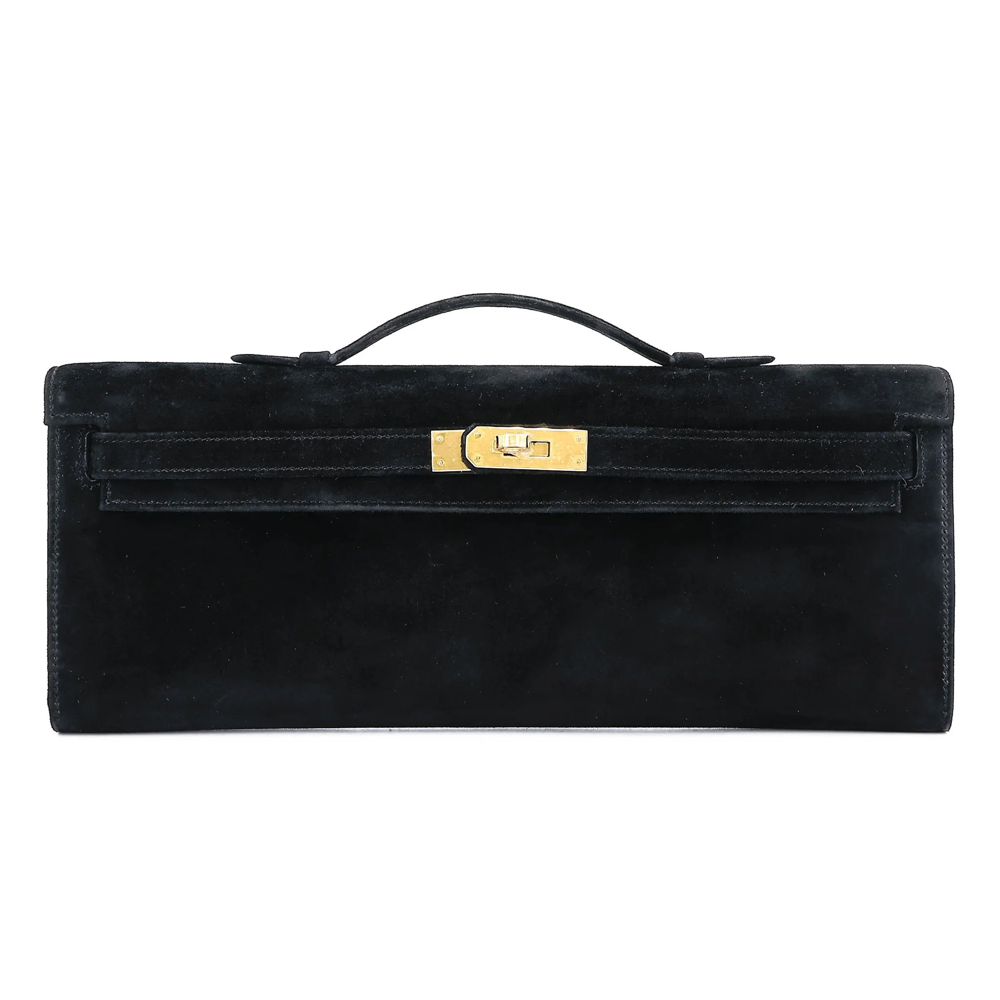 Brand New ( Rank N ) HERMÈS Kelly Cut Noir (89) Doblis Suede Permabrass hardware G (2026)