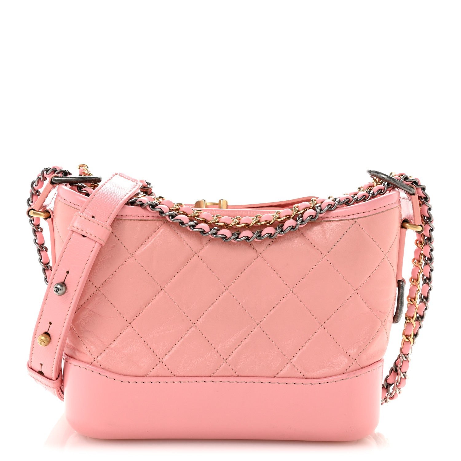 Chanel Aged Calfskin Quilted Small Gabrielle Hobo Pink