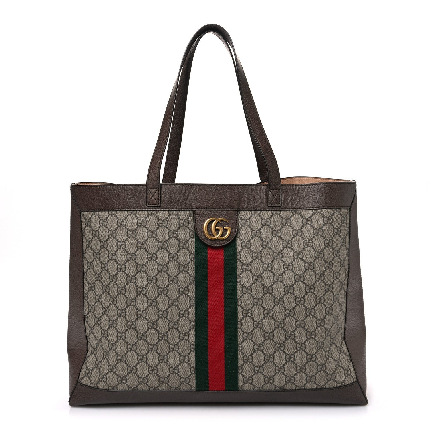 Gucci Gg Supreme Monogram Web Ophidia Tote Brown