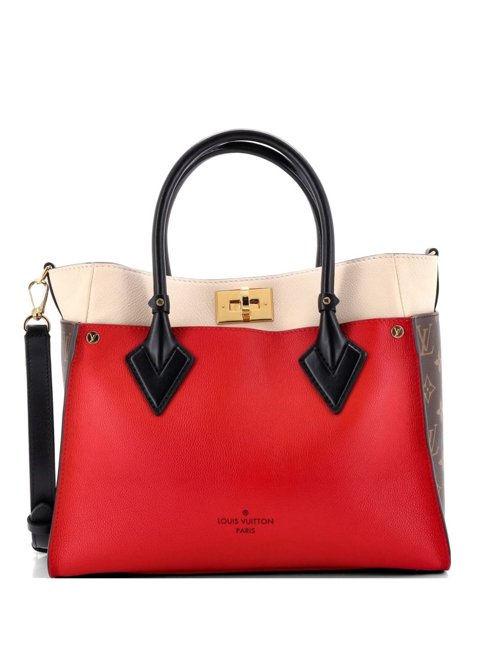 Louis Vuitton On My Side Leather with Monogram Canvas MM tote bag