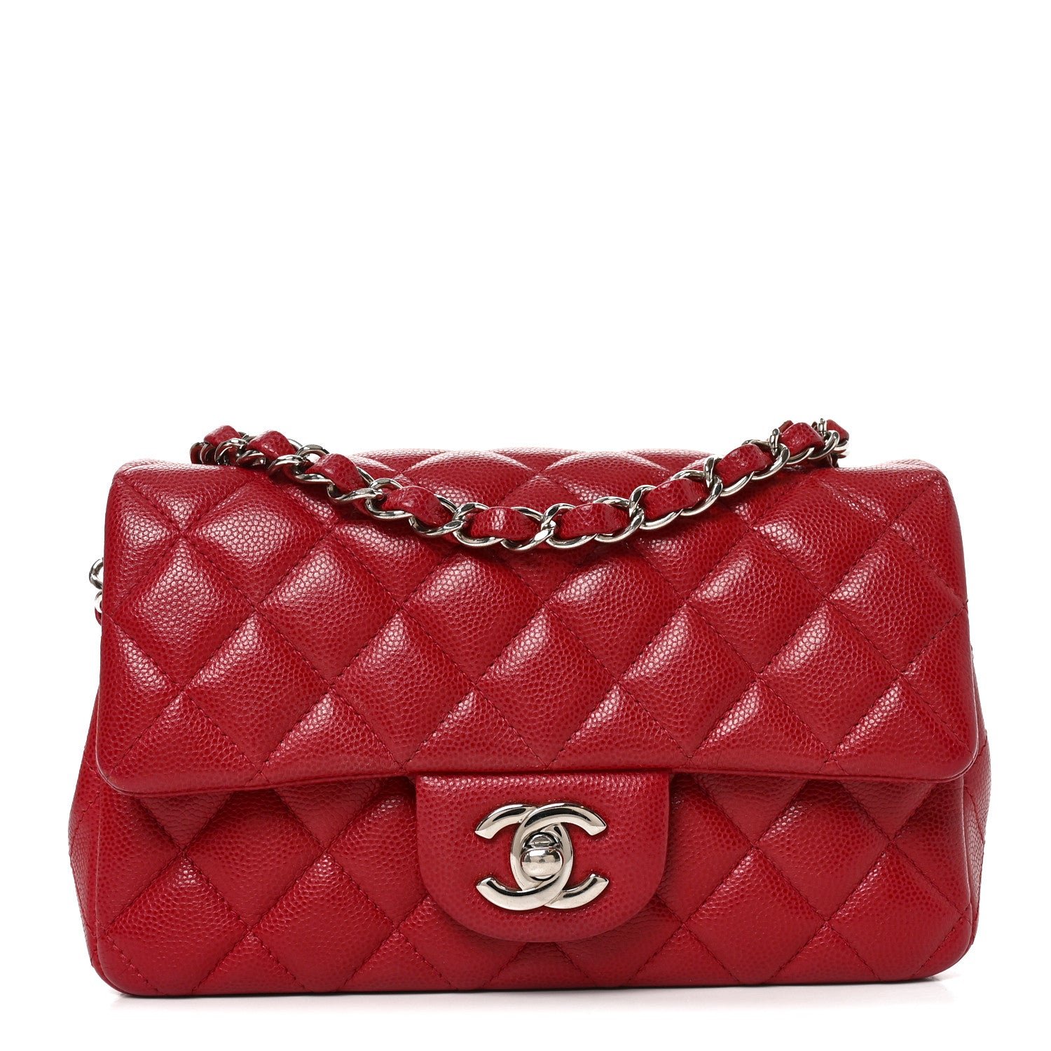 Chanel Caviar Quilted Mini Rectangular Flap Red