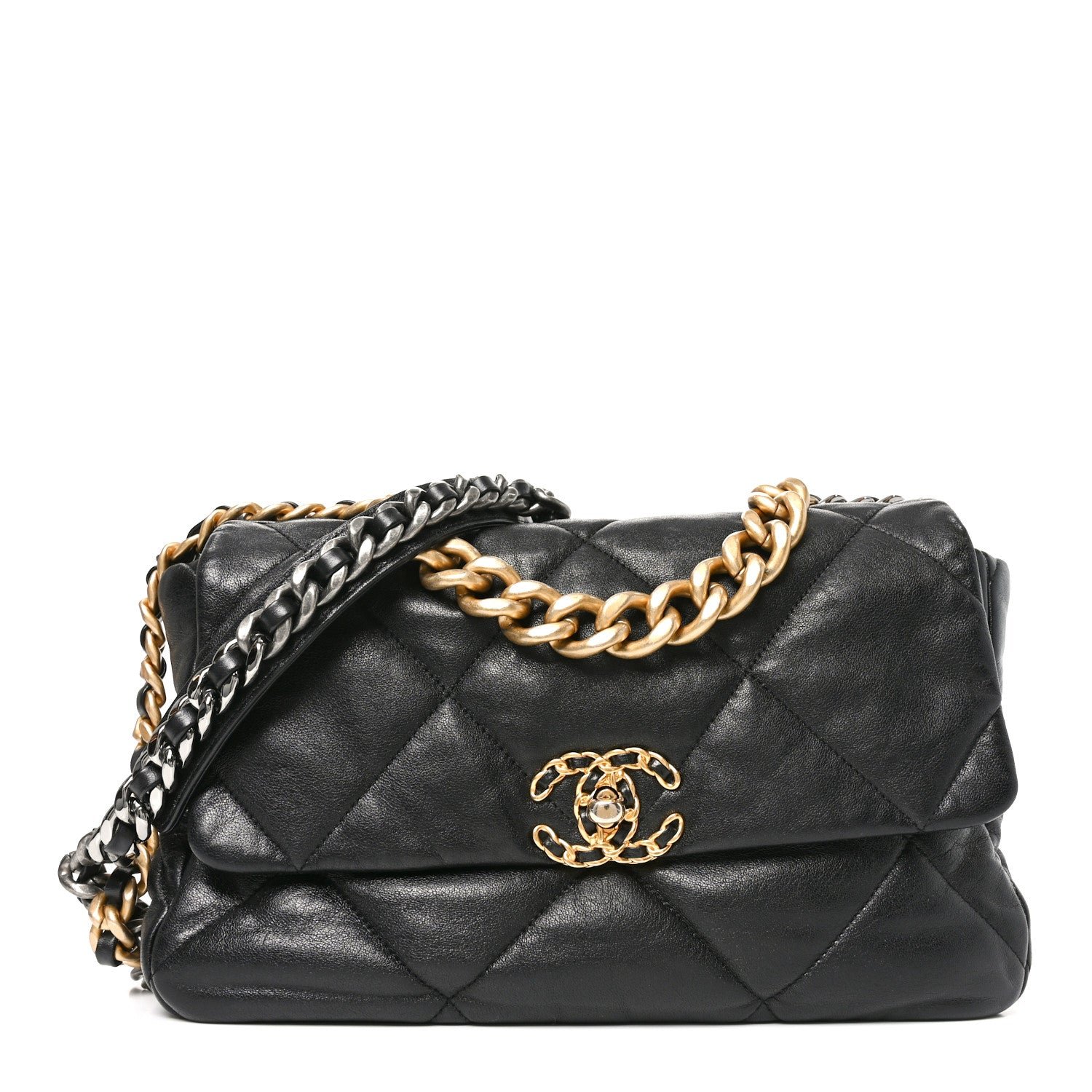 Chanel Goatskin Quilted Large Chanel 19 Flap Black