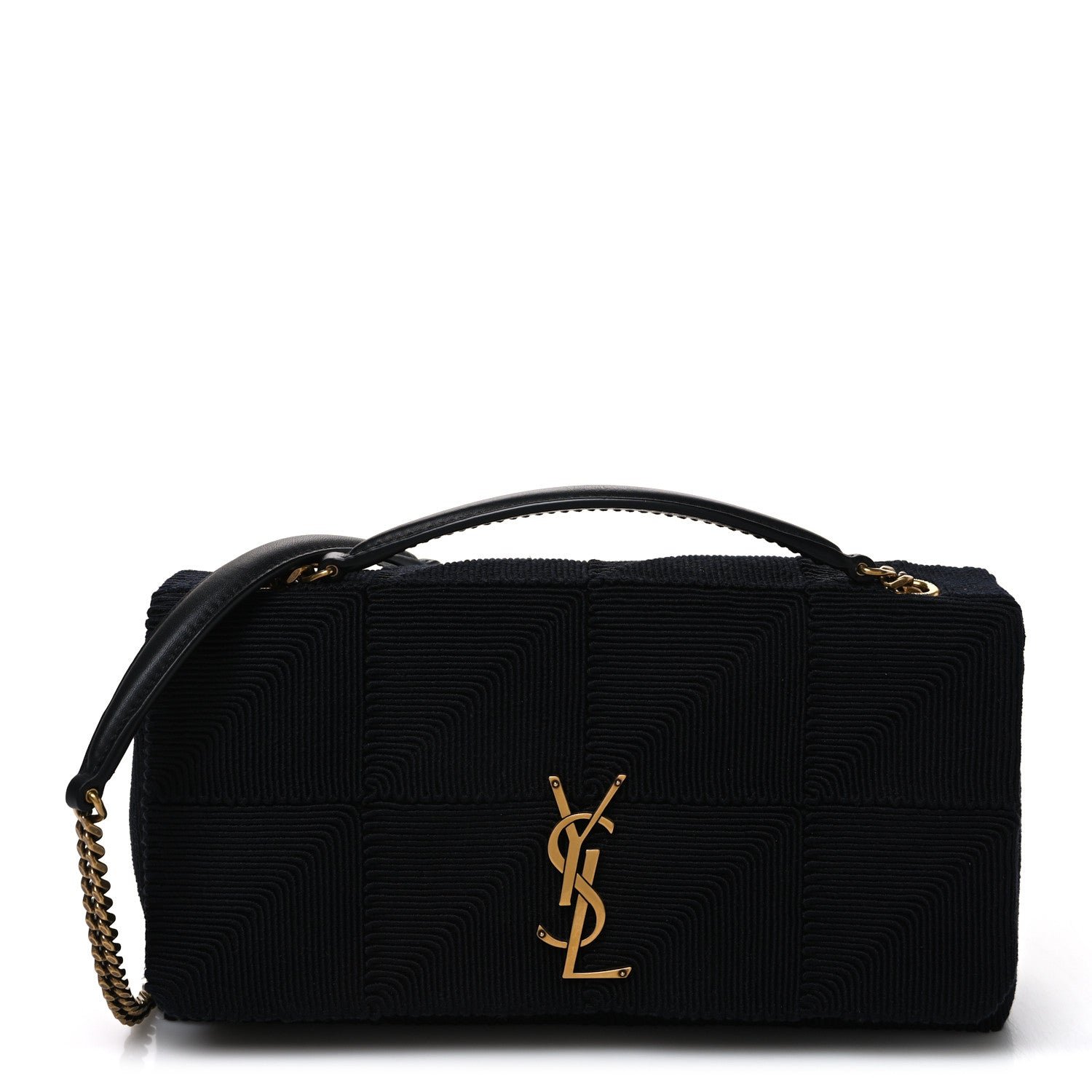 Saint Laurent Viscose Silk Monogram Medium Jamie Black
