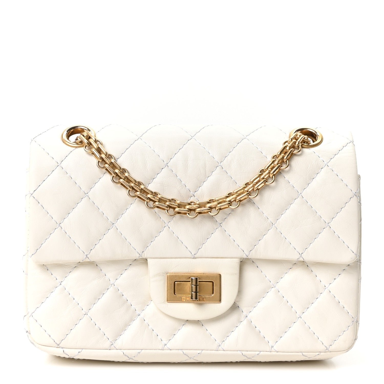 Chanel Aged Calfskin Quilted 2.55 Reissue Mini Flap White