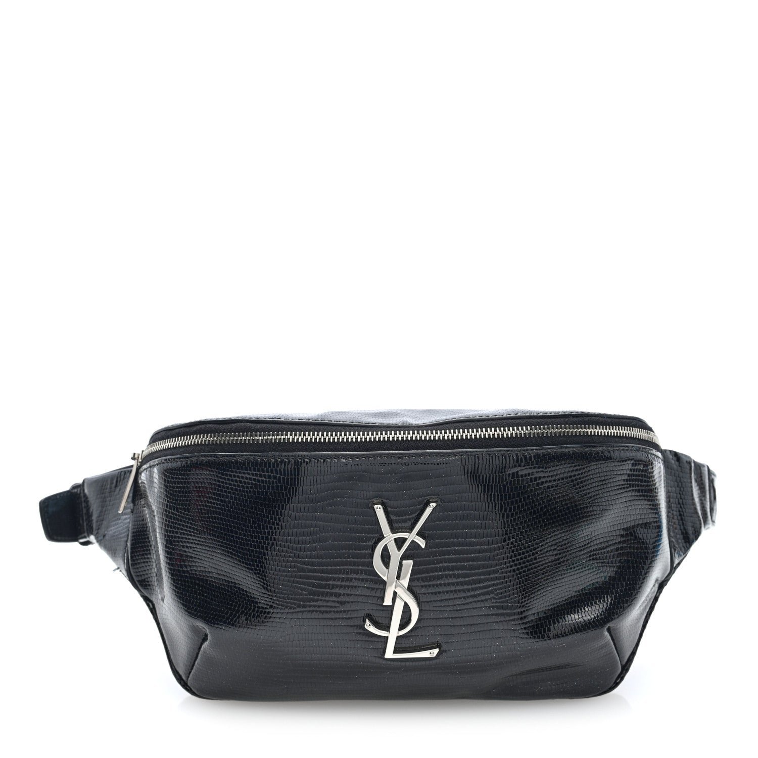 Saint Laurent Lizard Embossed Calfskin Belt Bag Black
