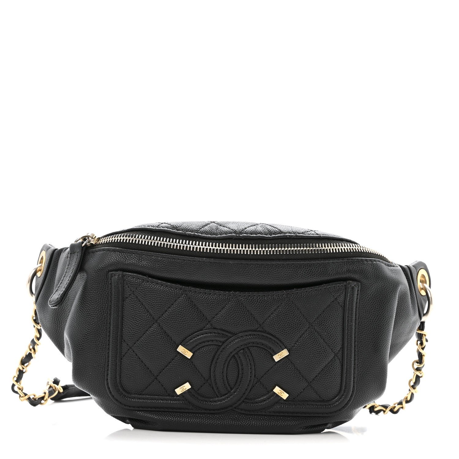 Chanel Caviar Quilted Filigree Waist Bag Black
