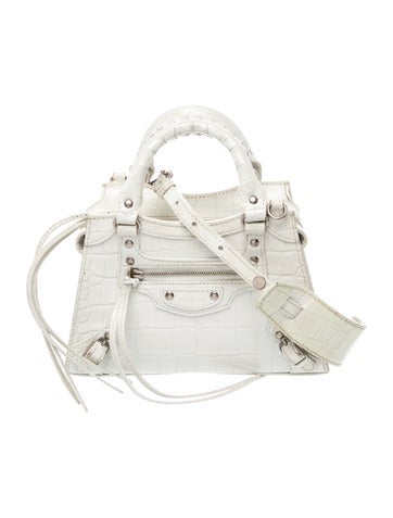 Leather Semi-Shiny Calfskin Crocodile Embossed Neo Classic Mini City BAG