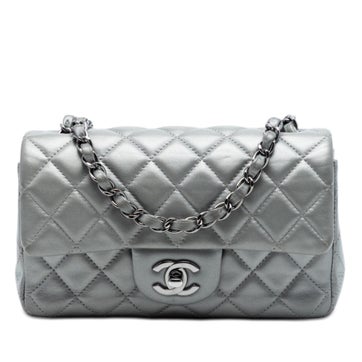 Lambskin Mini Rectangular Classic Metallic Lambskin Single Flap