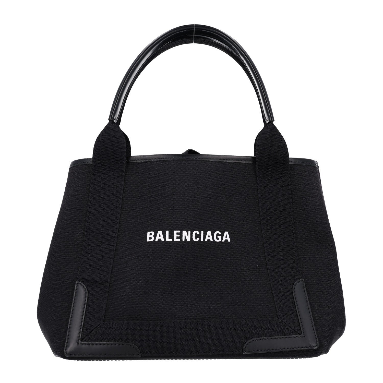 Balenciaga Cotton Canvas Calfskin S Navy Cabas Black