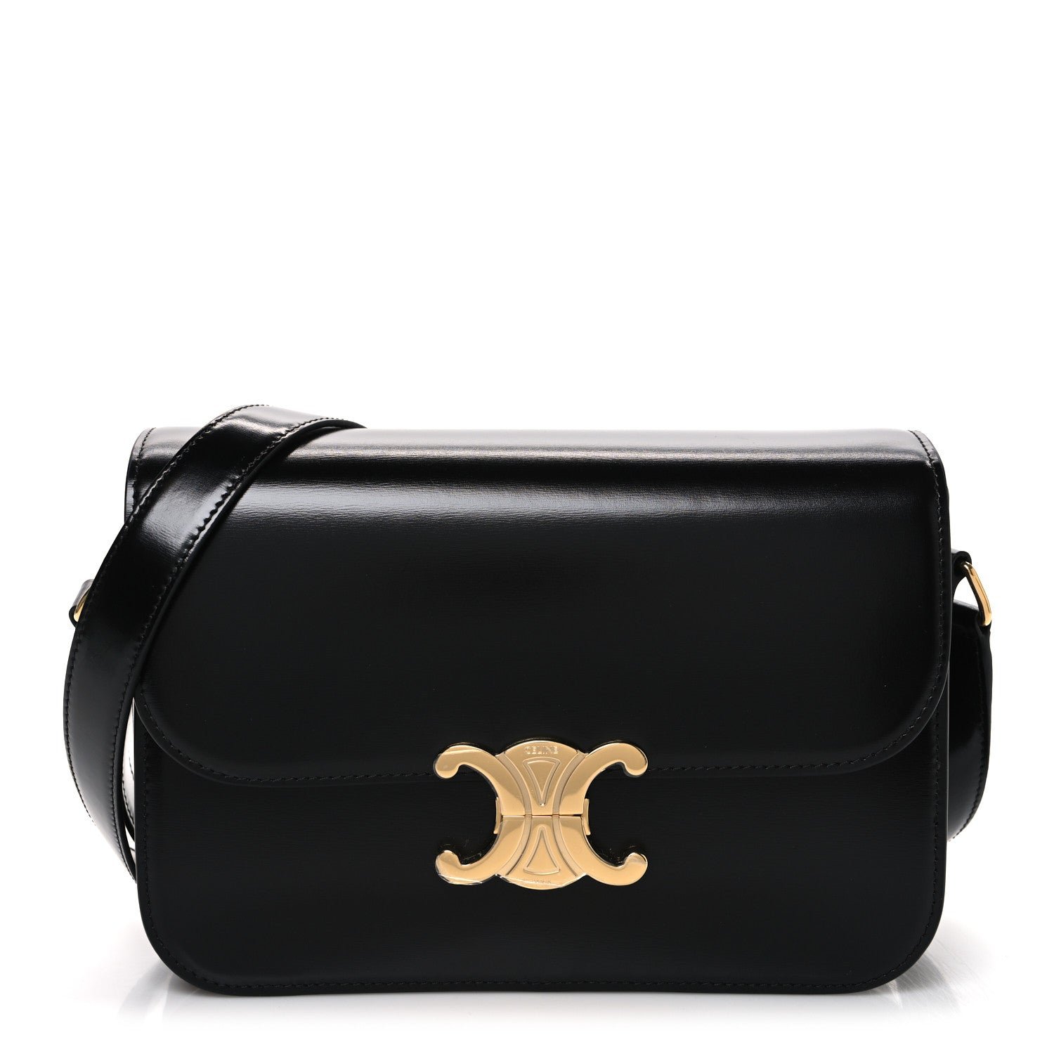 Celine Shiny Calfskin Medium Triomphe Black